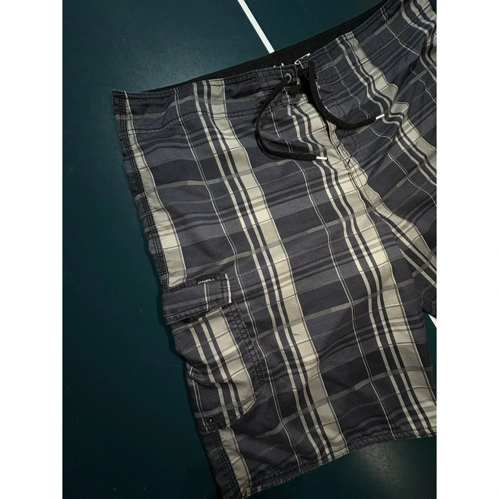 Y2K O'Neill Santa Cruz Plaid Board Shorts Swim Trunks Men's Size 40 Suit Beach‎